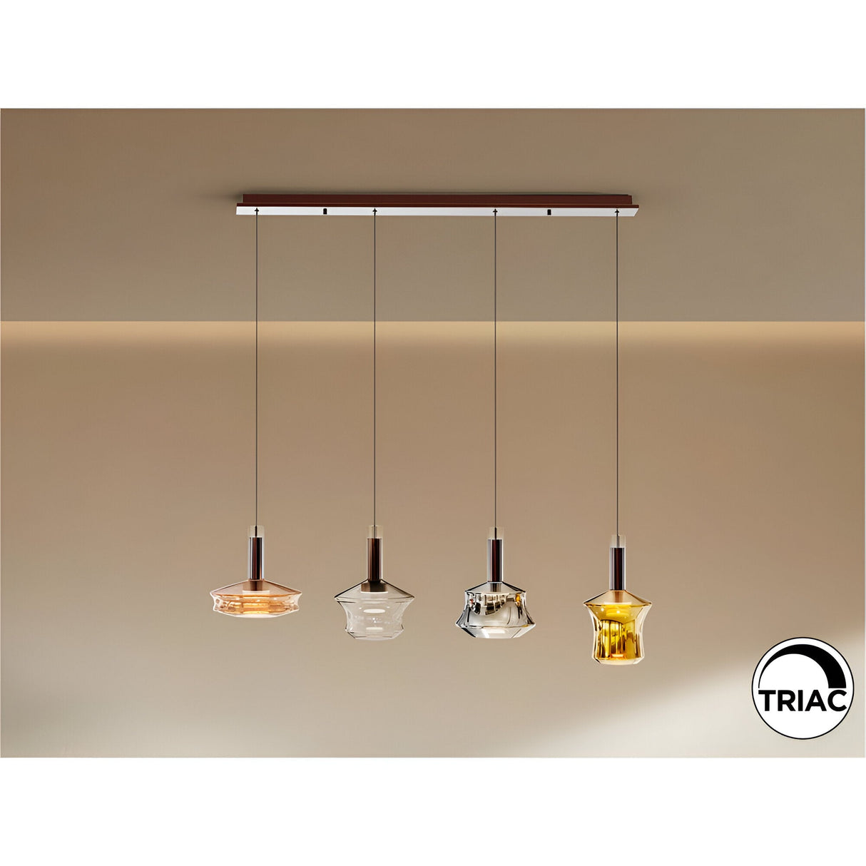 Charlize 4 Light Dimmable LED Glass Bar Pendant 24W 3000K - Multicoloured