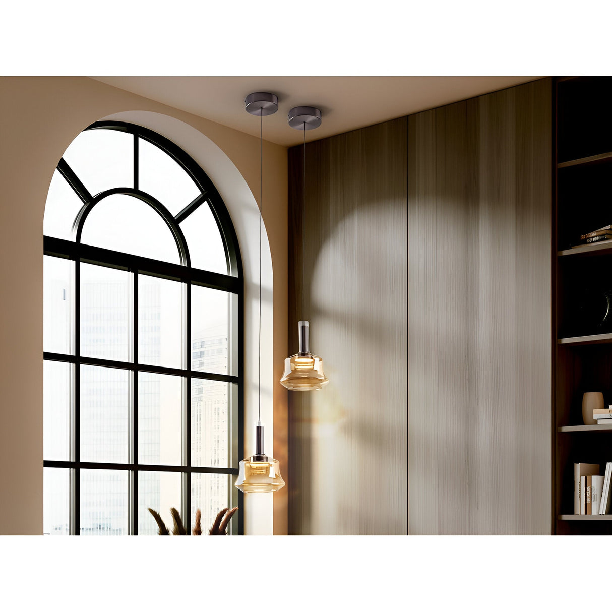 Scarlett 1 Light Glass Pendant - Amber