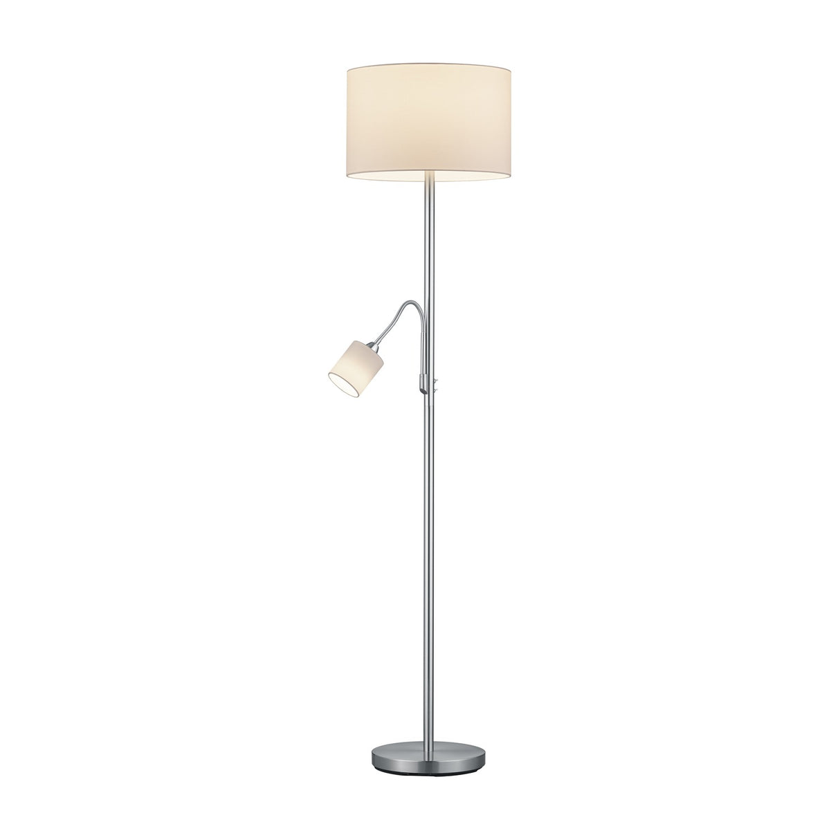 Hotel 2 Light Fabric Cone Floor Lamp – Satin Nickel