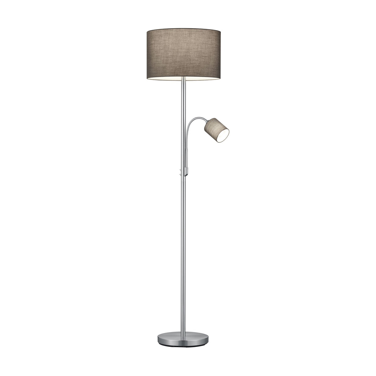 Hotel 2 Light Fabric Round Floor Lamp – Satin Nickel