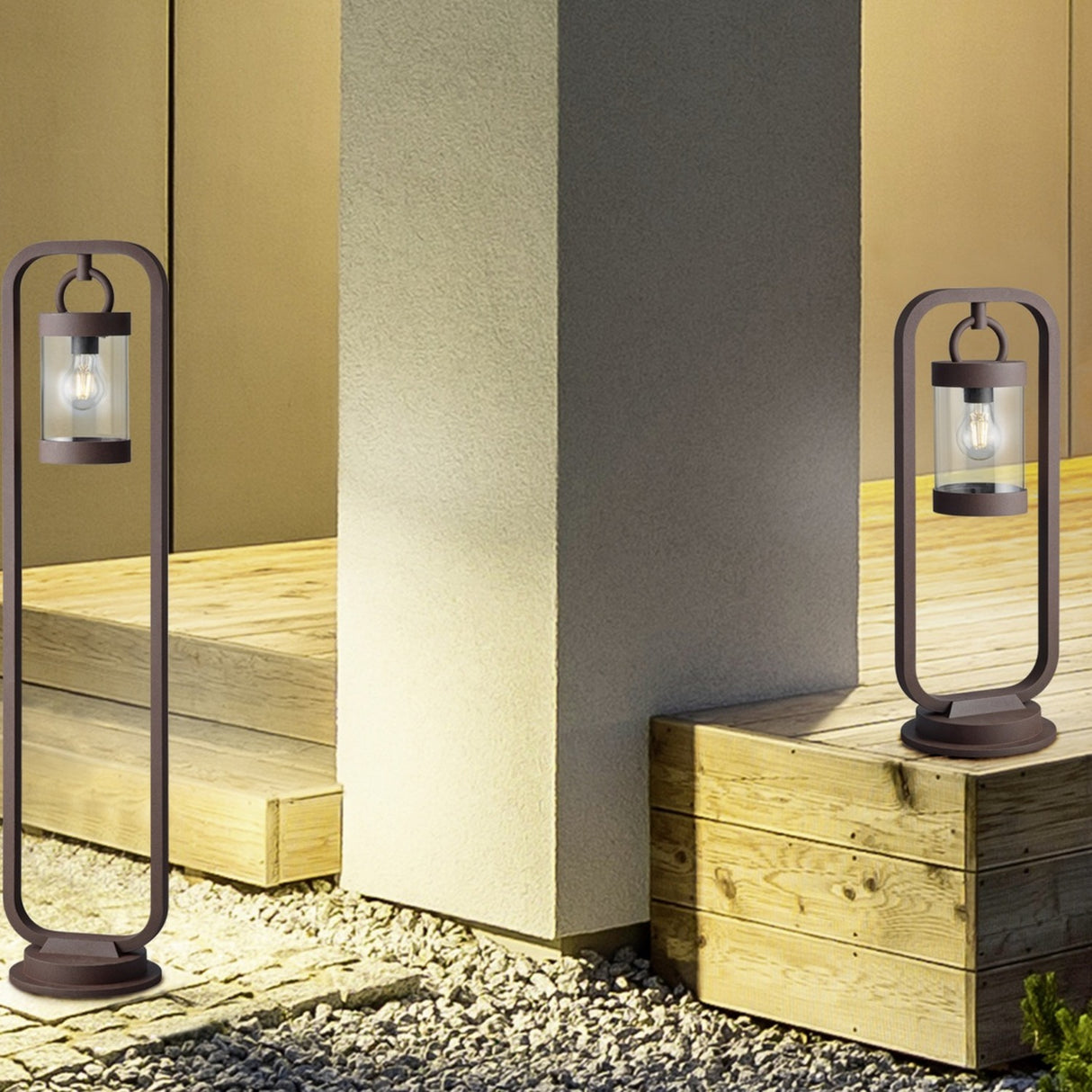 Sambesi Lantern 100cm Outdoor Lamp Post – Rust