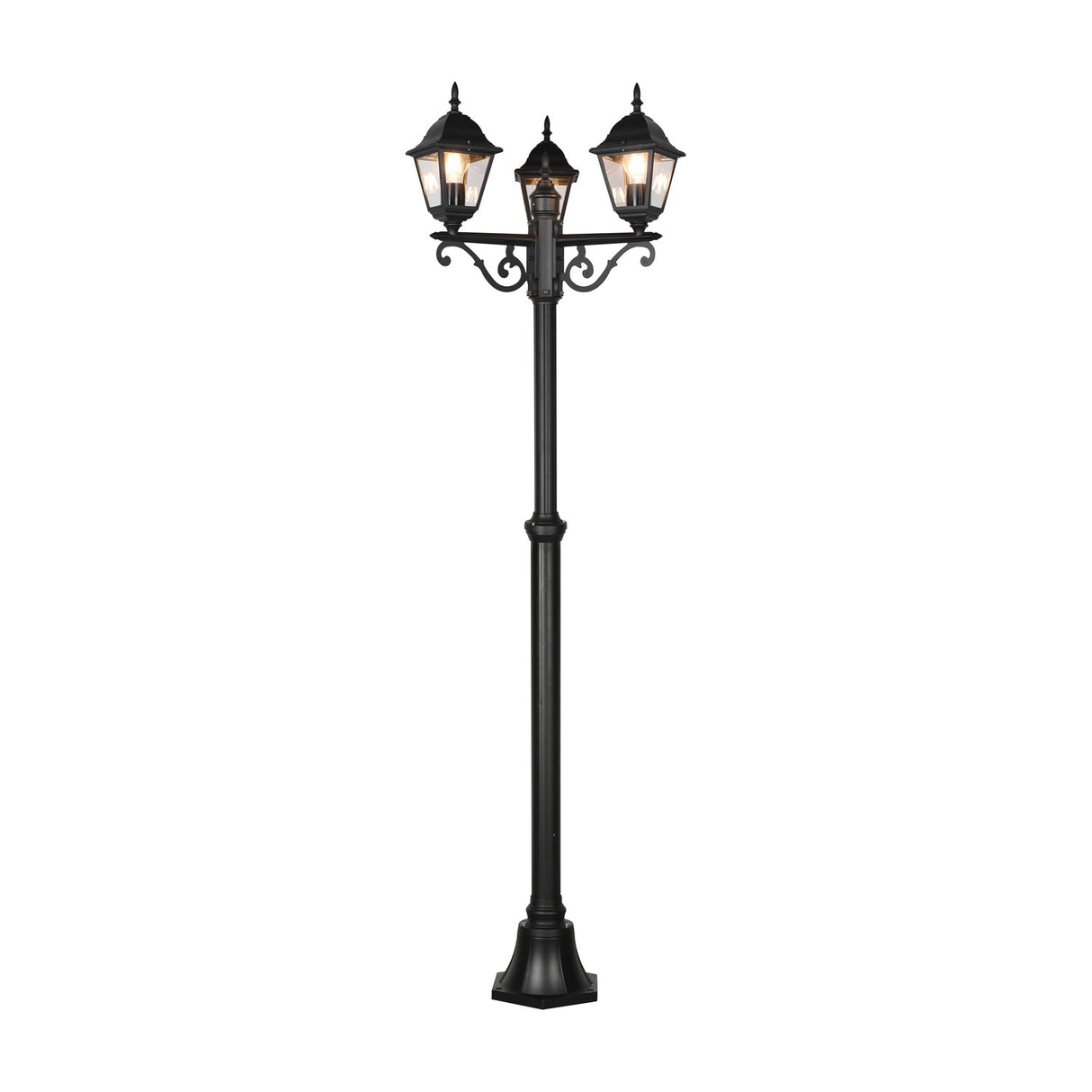 Livenza 3 Light Lantern Outdoor Lamp Post – Matt Black