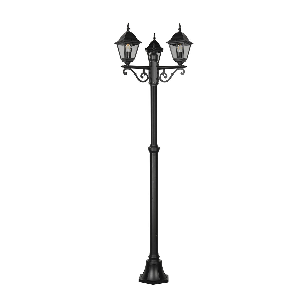 Livenza 3 Light Lantern Outdoor Lamp Post – Matt Black