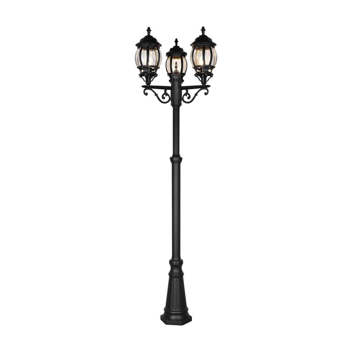 Elvo 3 Light Lantern Outdoor Lamp Post – Matt Black