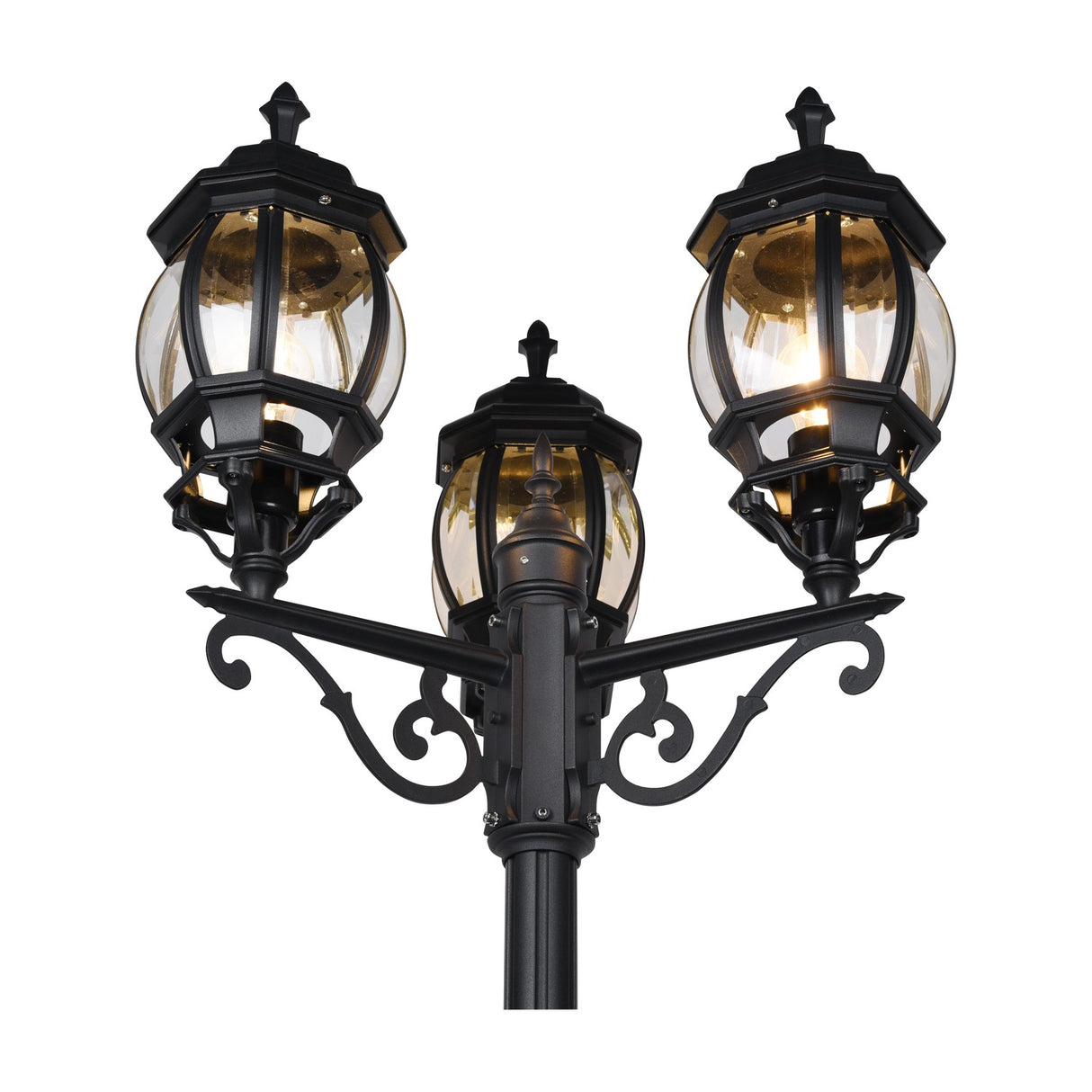 Elvo 3 Light Lantern Outdoor Lamp Post – Matt Black