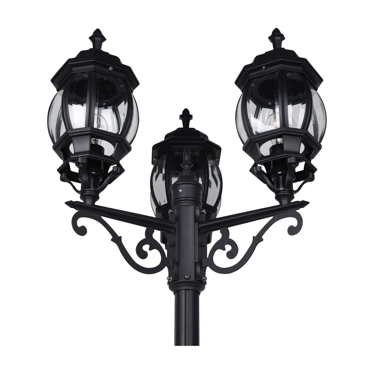 Elvo 3 Light Lantern Outdoor Lamp Post – Matt Black