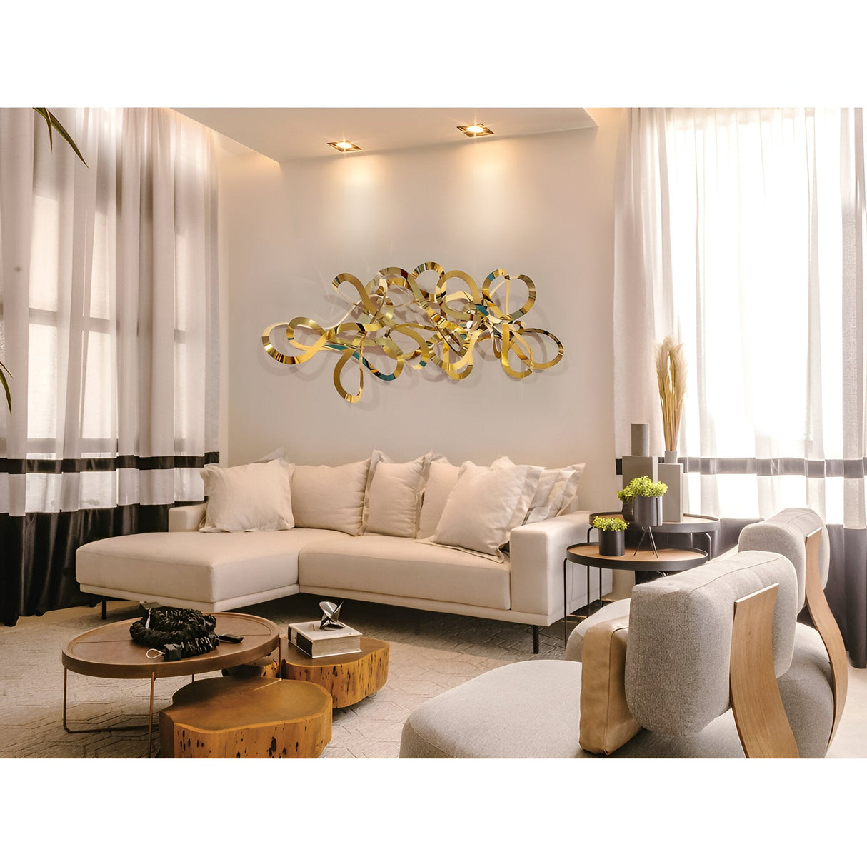 Medusa Gold Stainless Steel Wall Art - 155x55cm