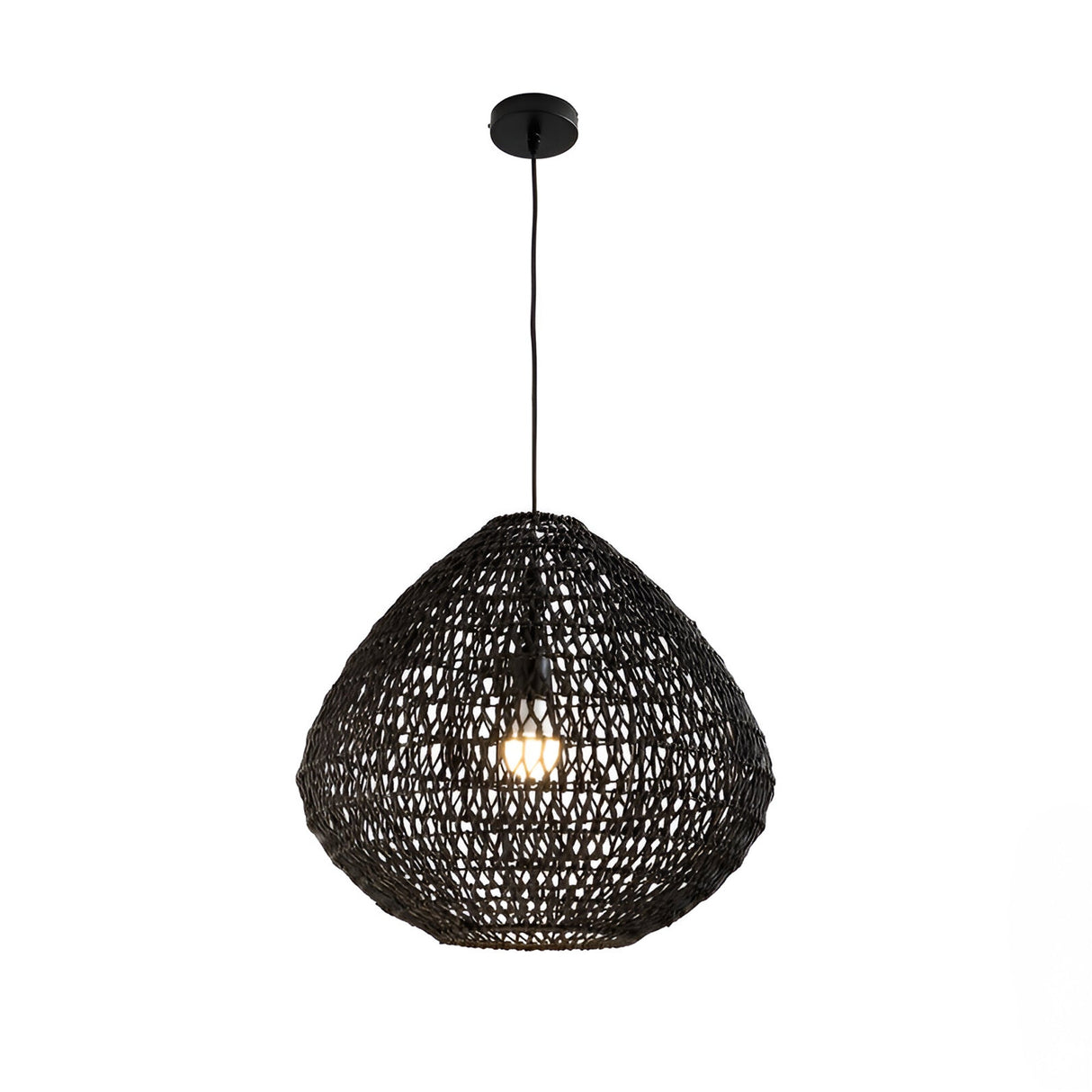 Maon 1 Light Wood Pendant -Black
