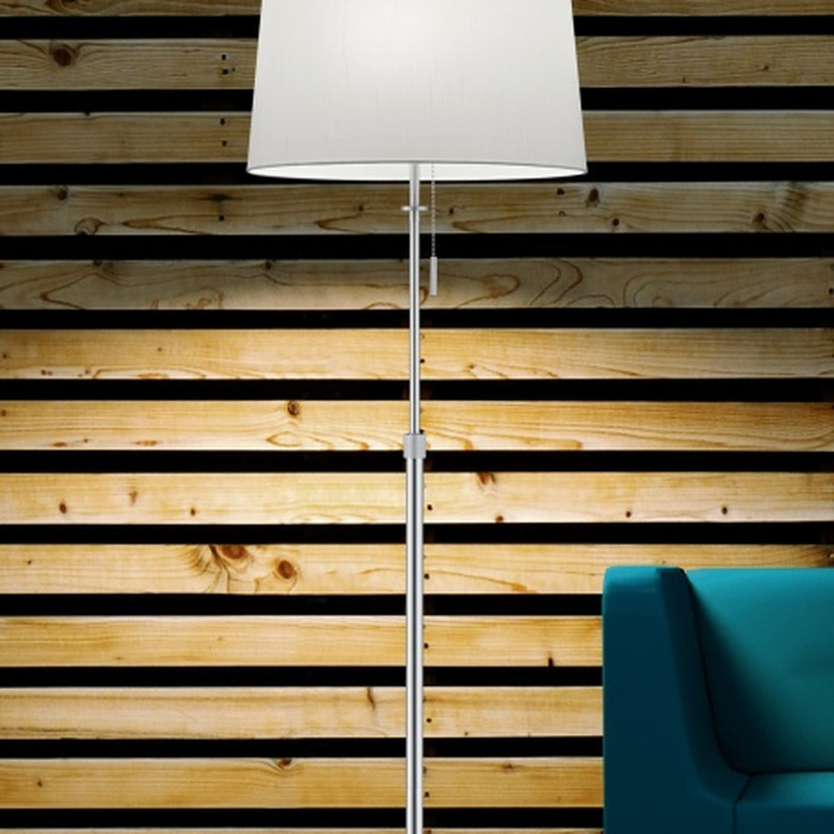 Lyon 3 Light Fabric Floor Lamp – Satin Nickel