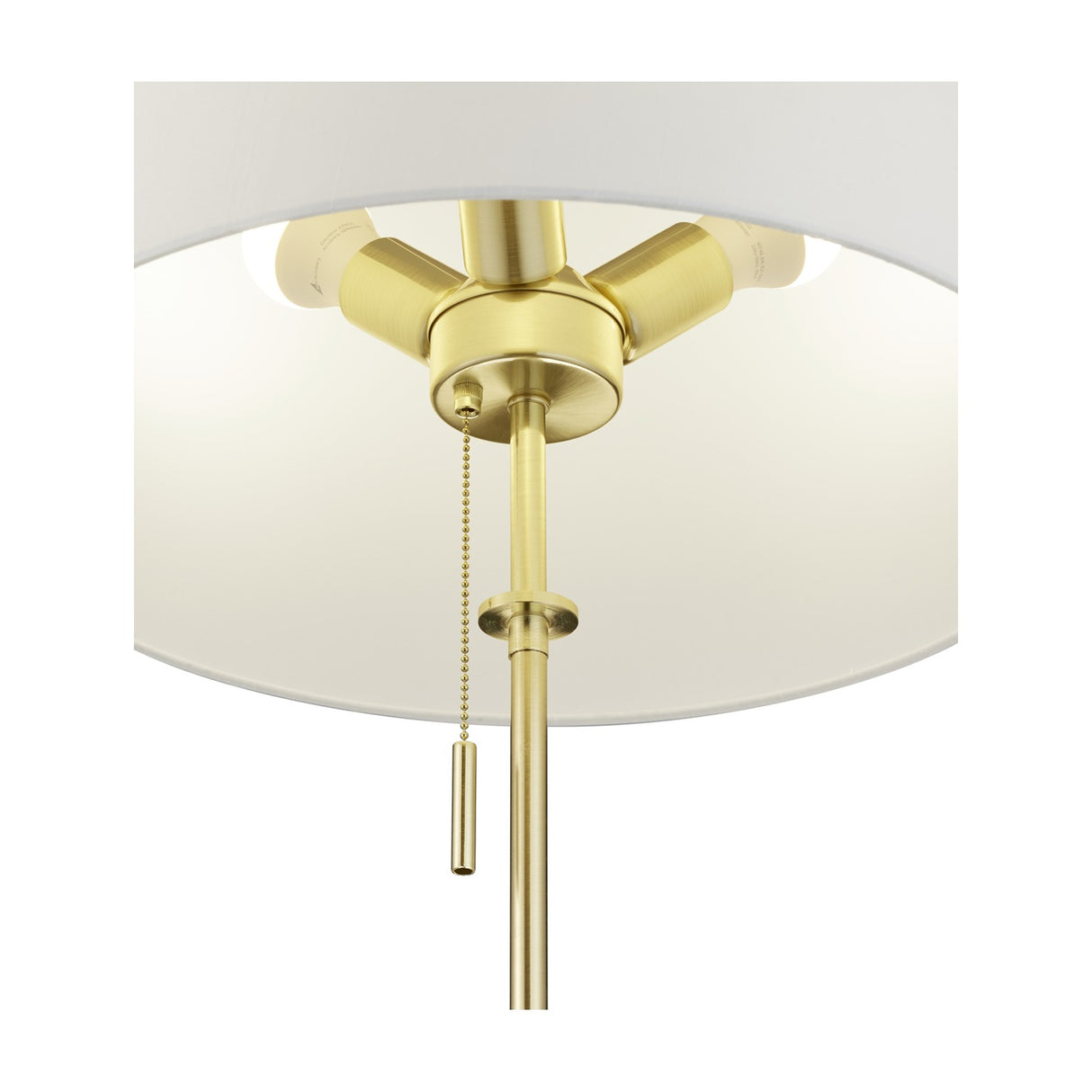 Lyon 3 Light Fabric Floor Lamp – Satin Brass
