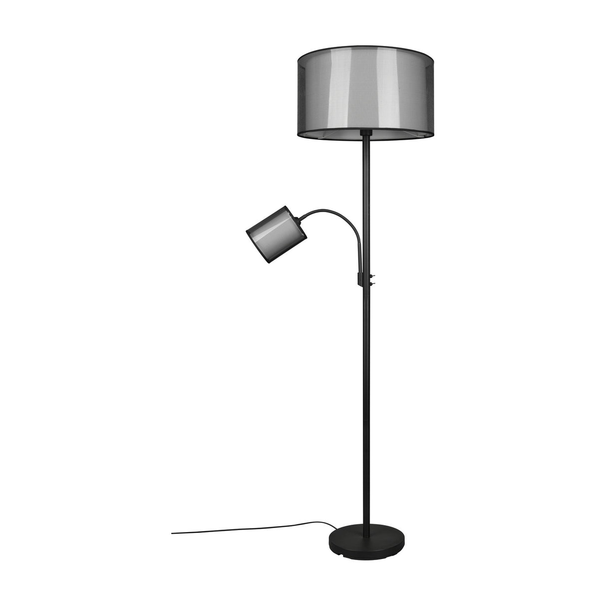 Burton 2 Light Fabric Floor Lamp – Matt Black