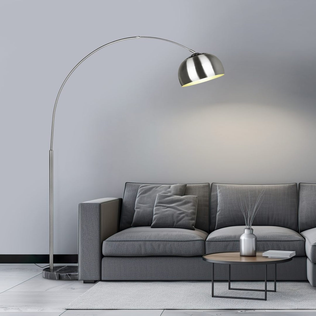 Argentina Arched Floor Lamp – Satin Nickel