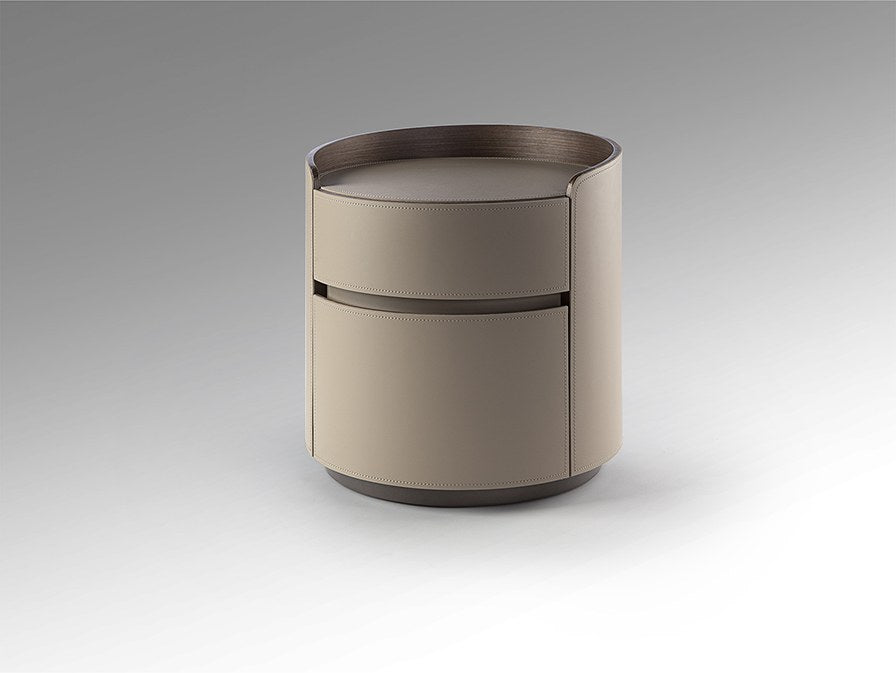 Cirze Bedside Table - Walnut and Beige