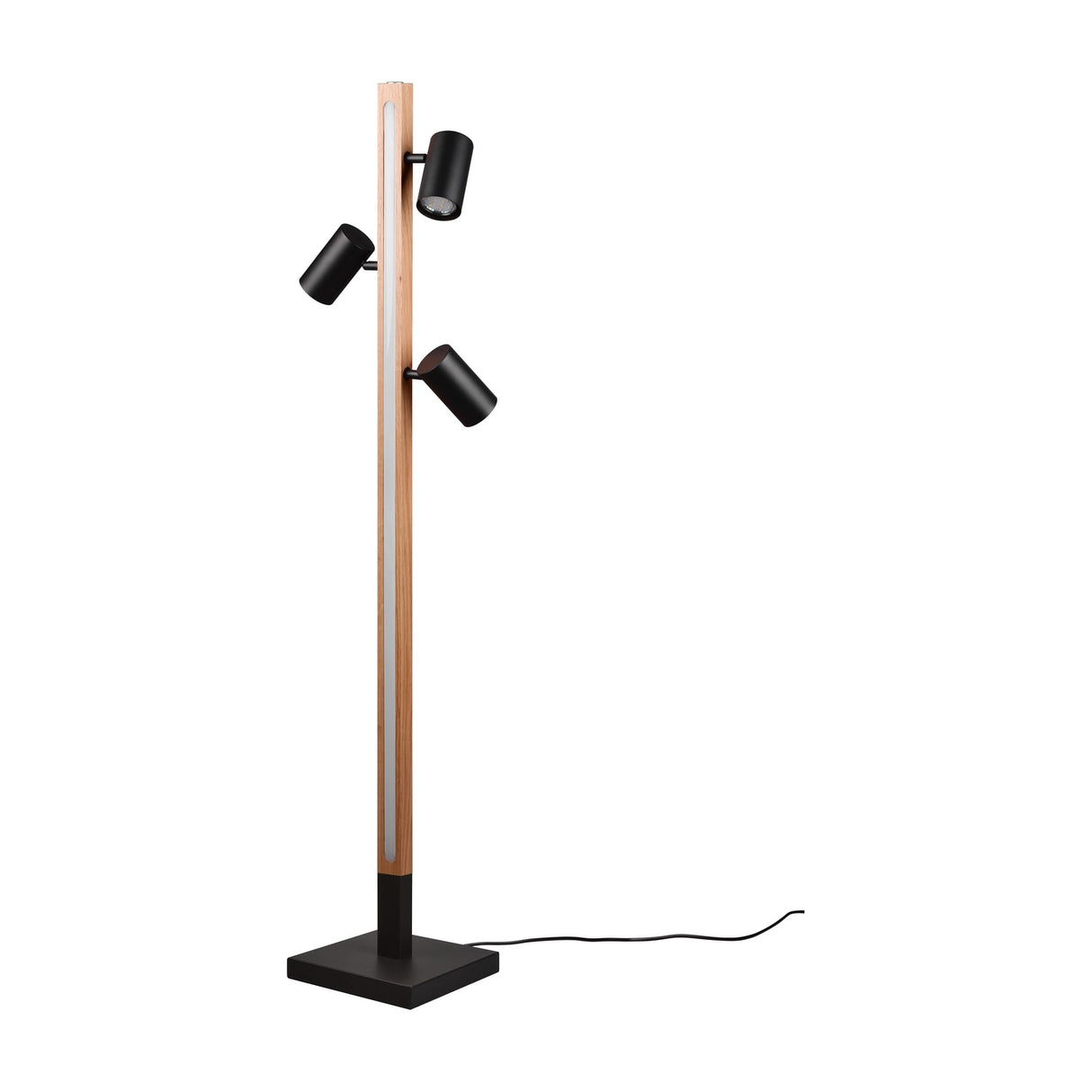 Marley 3 Light LED Wooden Floor Lamp – Matt Black