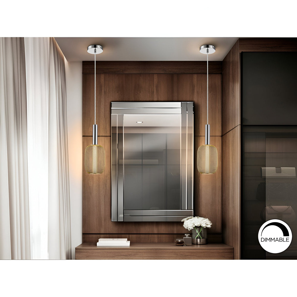 Micron Dimmable LED Pendant Light 5W 3000K - Chrome/Gold