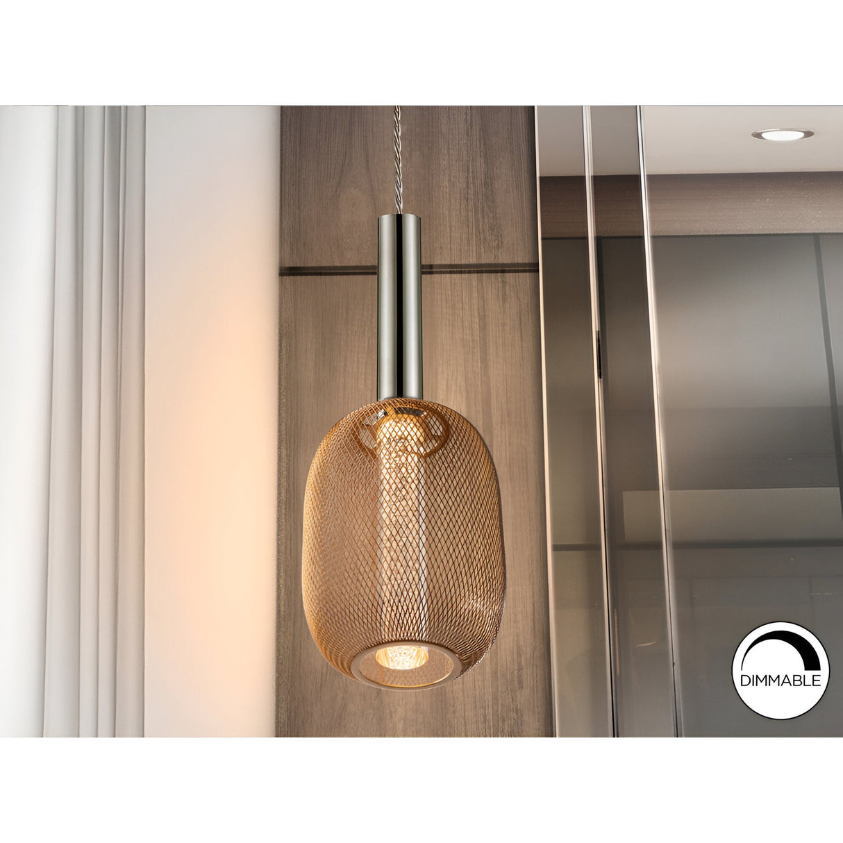 Micron Dimmable LED Pendant Light 5W 3000K - Chrome/Gold