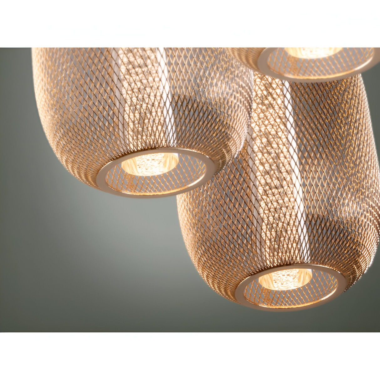 Micron 3 Light Dimmable LED Metal Mesh Cluster Pendant Light 15W 3000K - Rose Gold