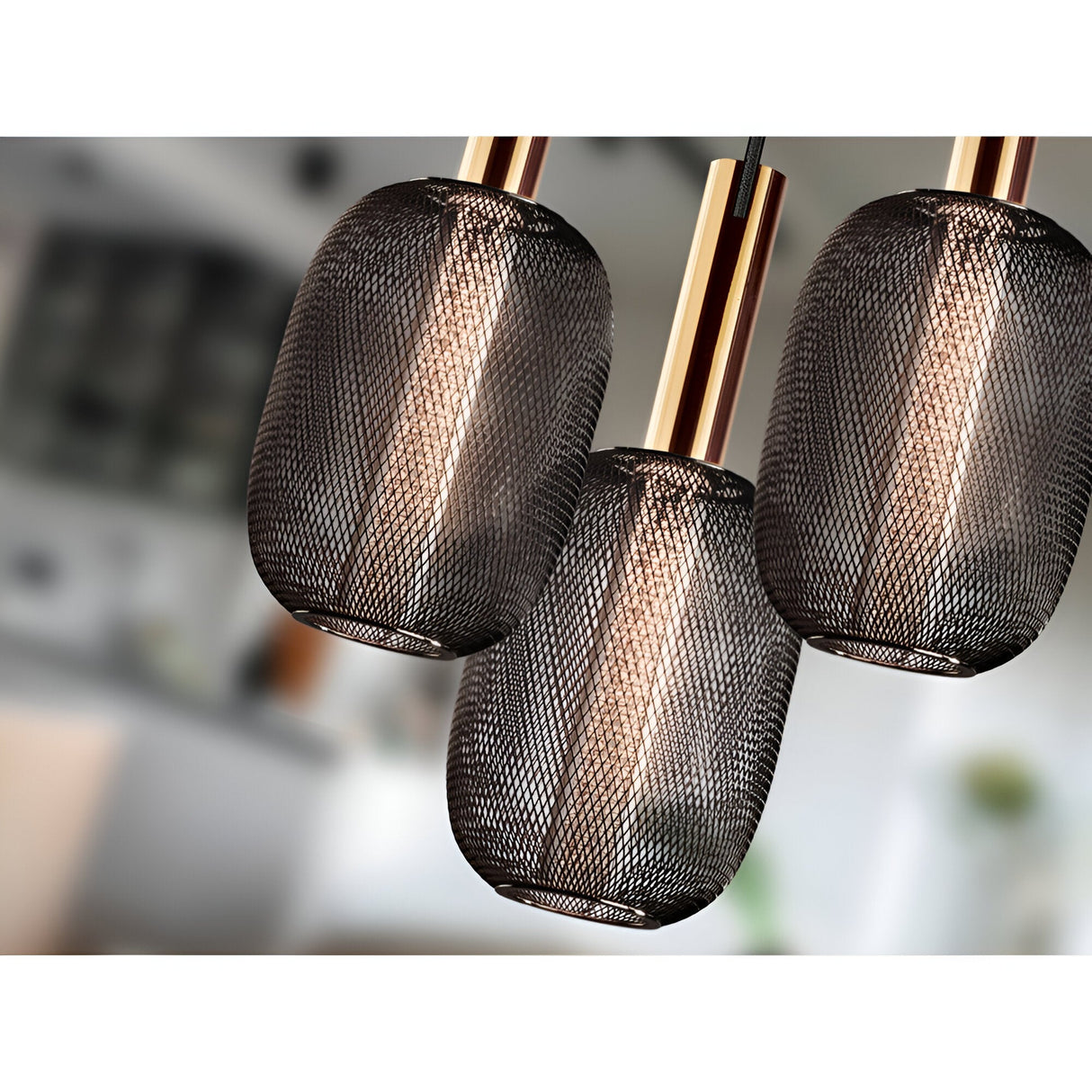 Micron 3 Light Dimmable LED Metal Mesh Cluster Pendant Light 15W 3000K - Bronze/Black