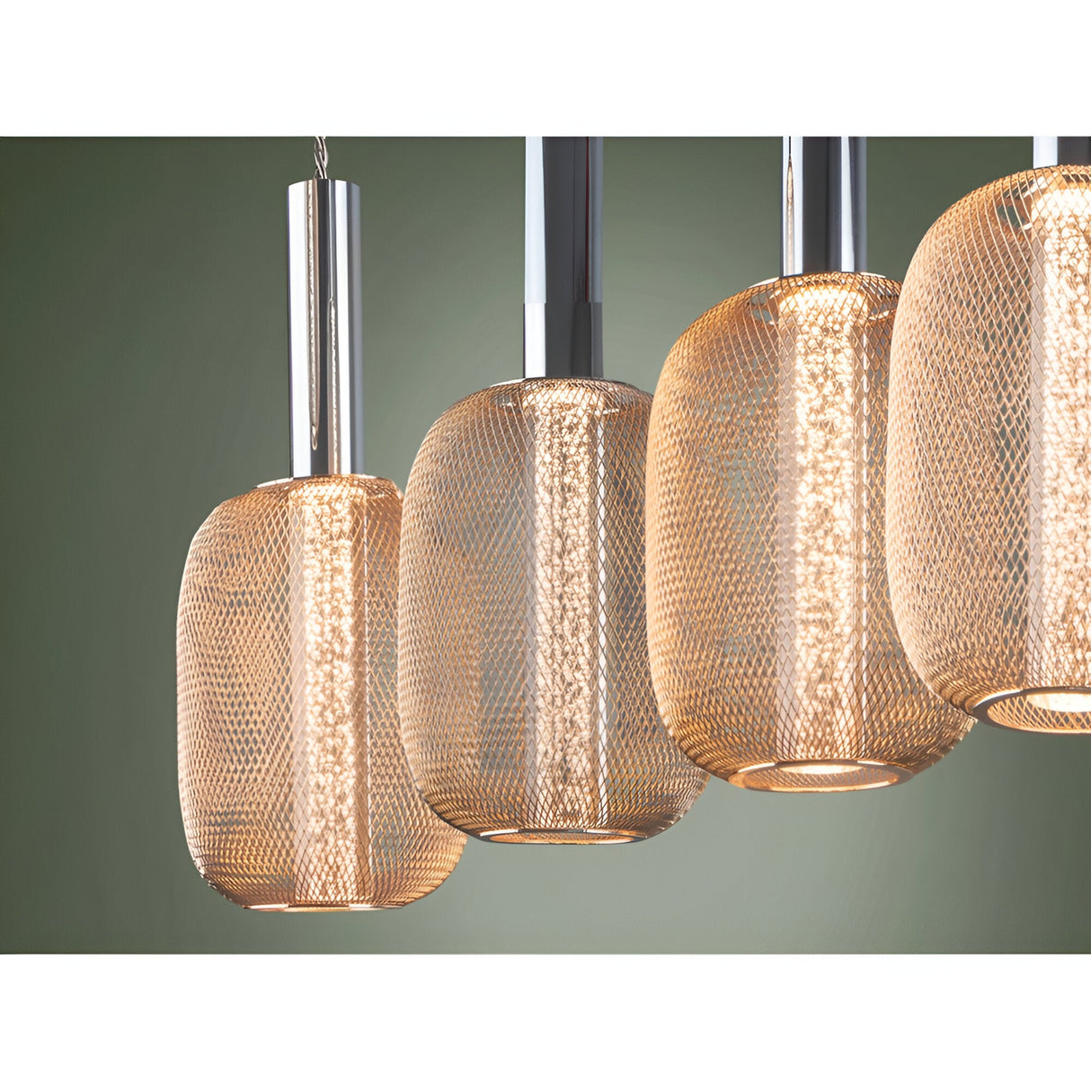 Micron 4 Light Dimmable LED Metal Mesh Bar Pendant 20W 3000K - Gold/Chrome