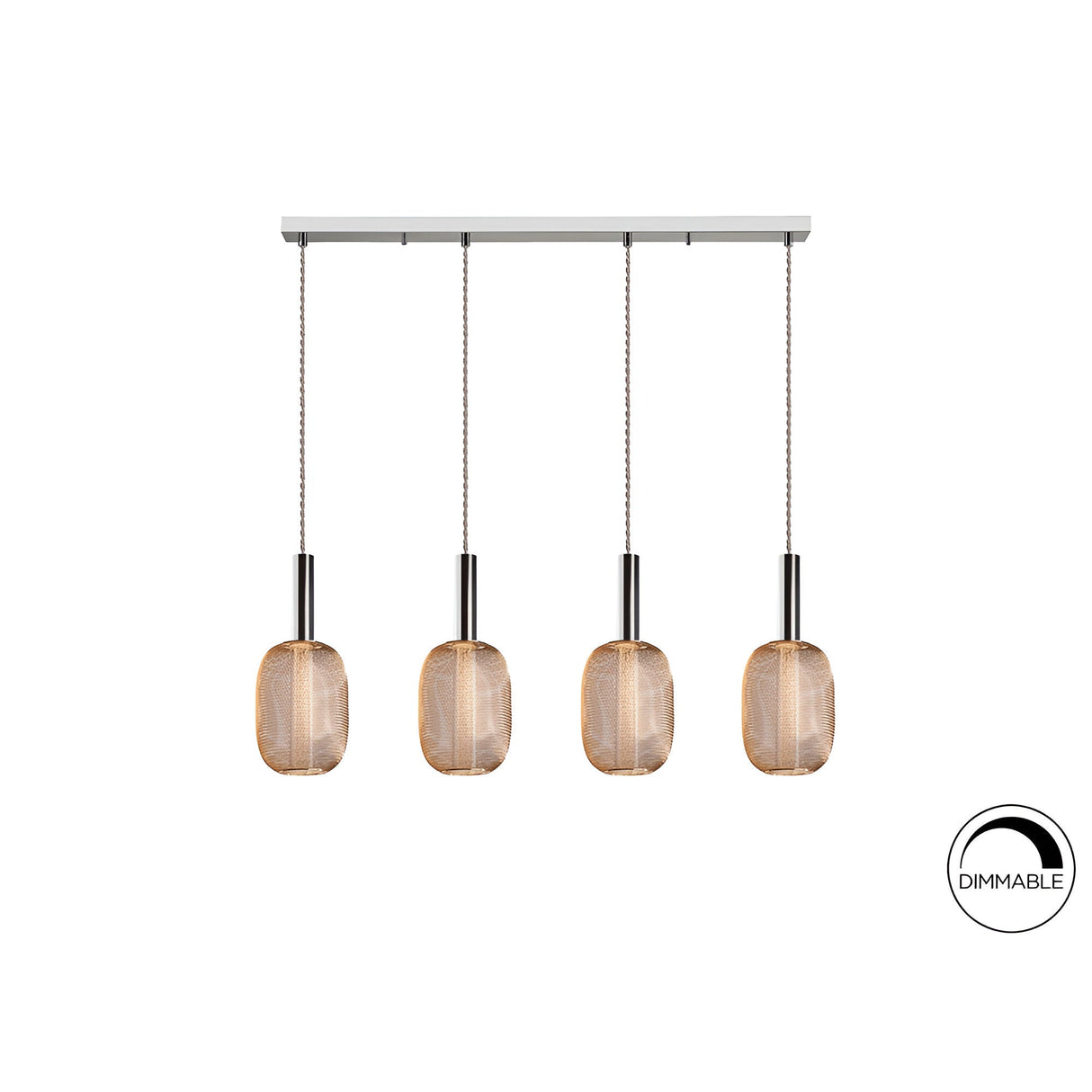 Micron 4 Light Dimmable LED Metal Mesh Bar Pendant 20W 3000K - Gold/Chrome