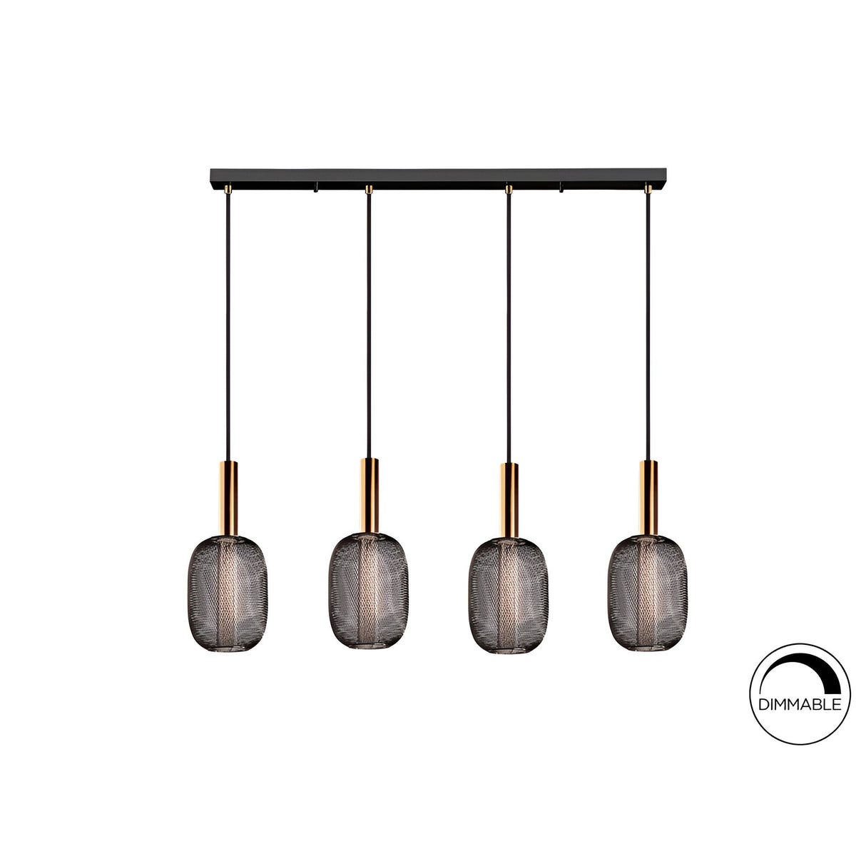 Micron 4 Light Dimmable LED Metal Mesh Bar Pendant 20W 3000K - Gold/Black