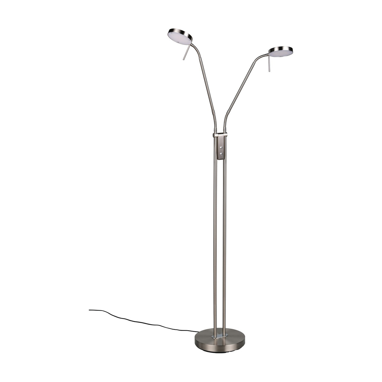 Monza 2 Light LED Floor Lamp – Satin Nickel