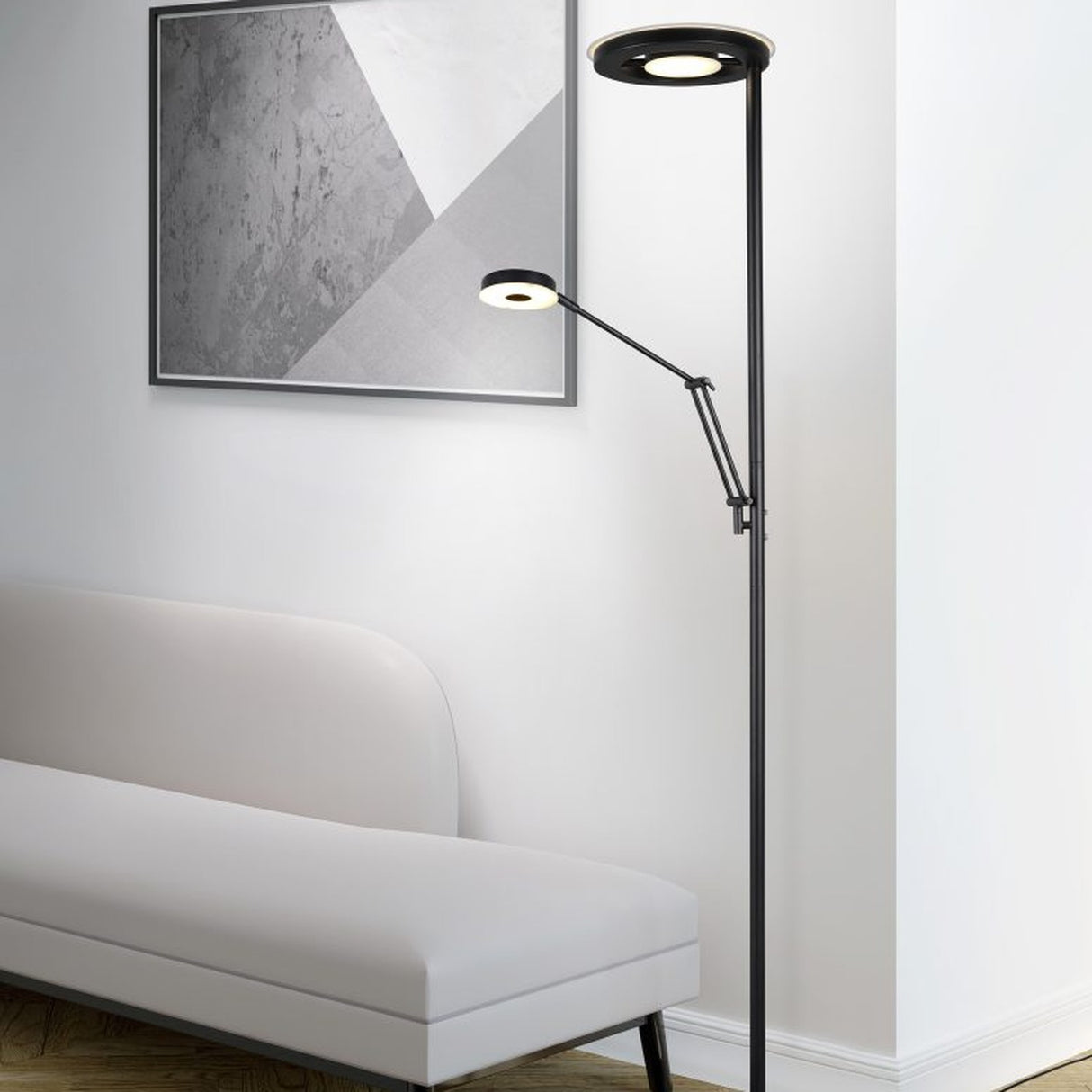Barrie 2 Light LED Floor Lamp – Matt Black