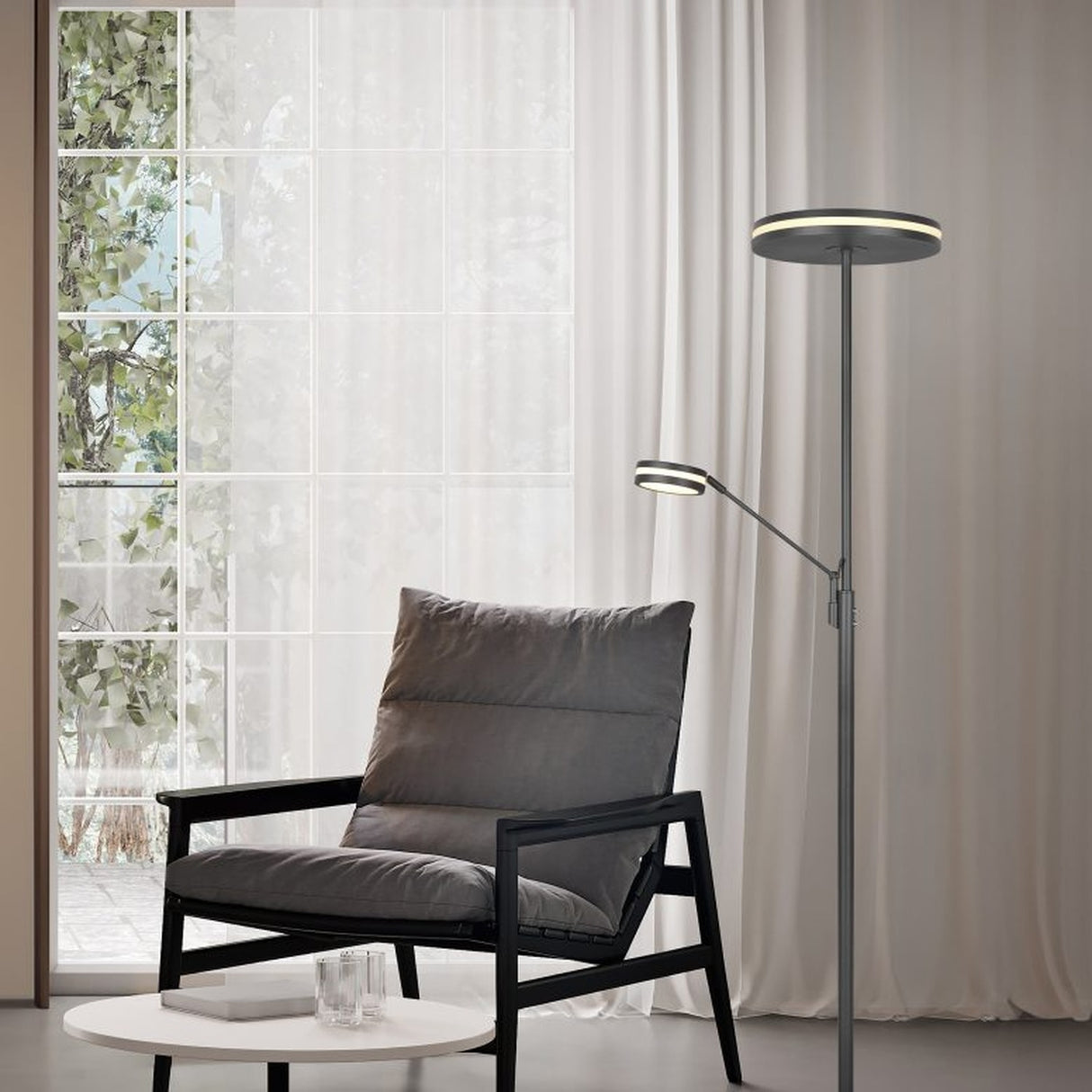 Franklin 2 Light LED Floor Lamp – Anthracite