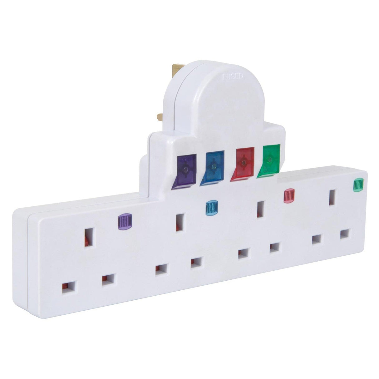 Mercury Plug-In 4 Way Mains Adaptor 13A Fuse - White
