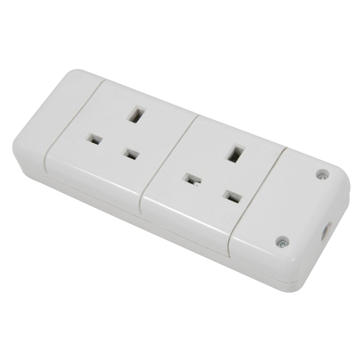 The Mercury 2 Gang 13A Trailing Socket - White offers two three-pin sockets in a durable white casing, making it an ideal power extension for your electrical needs.