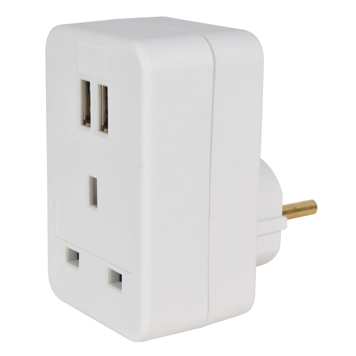Mercury UK To EU Travel Adaptor With Twin USB - White