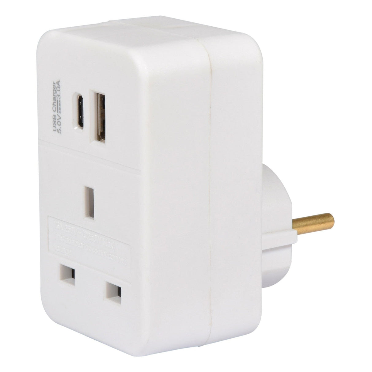Mercury UK To EU Travel Adaptor USBA+C - White