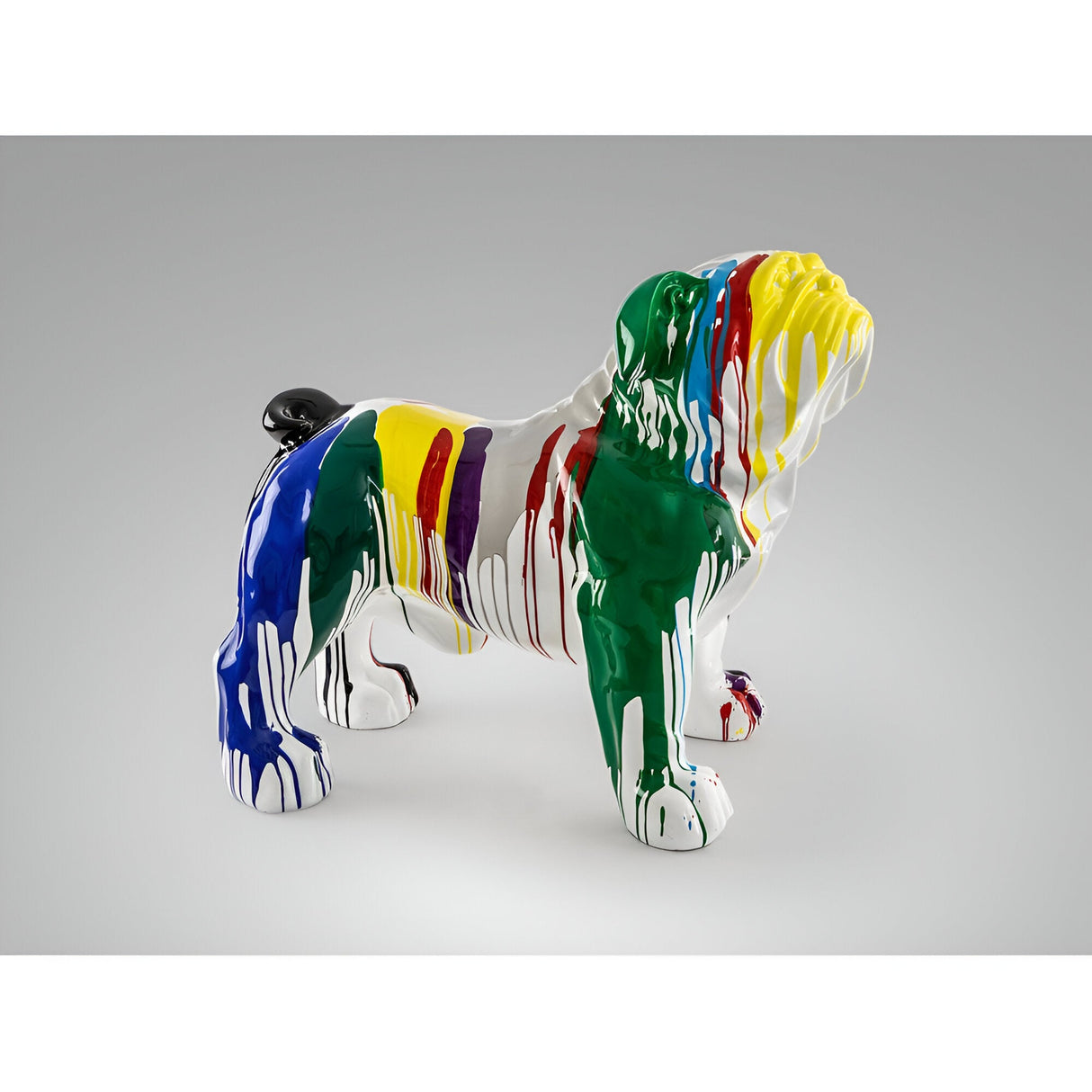 Hugo Multicolour Gloss Stream Bulldog Outdoor Sculpture - 94cm