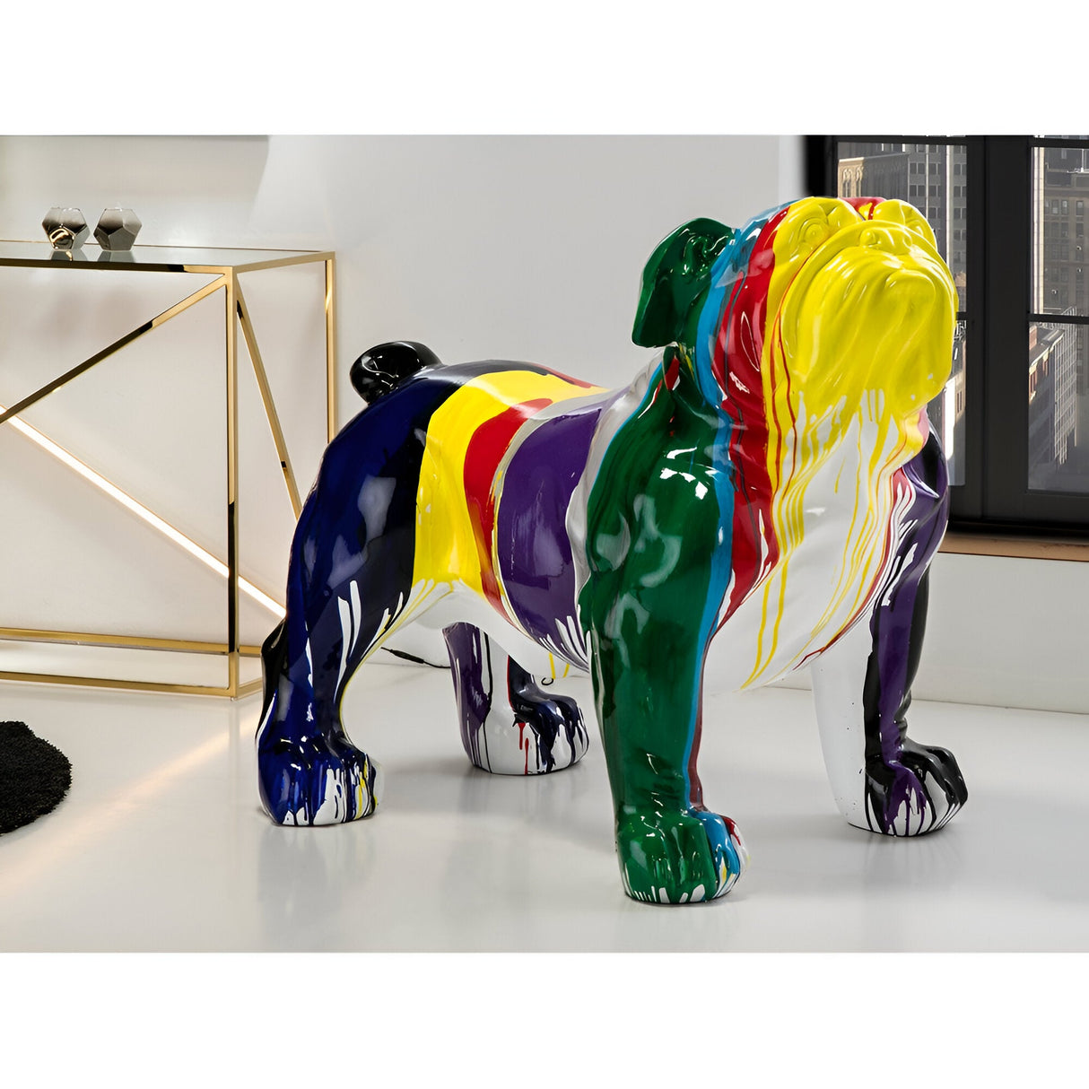 Hugo Multicolour Gloss Stream Bulldog Outdoor Sculpture - 94cm