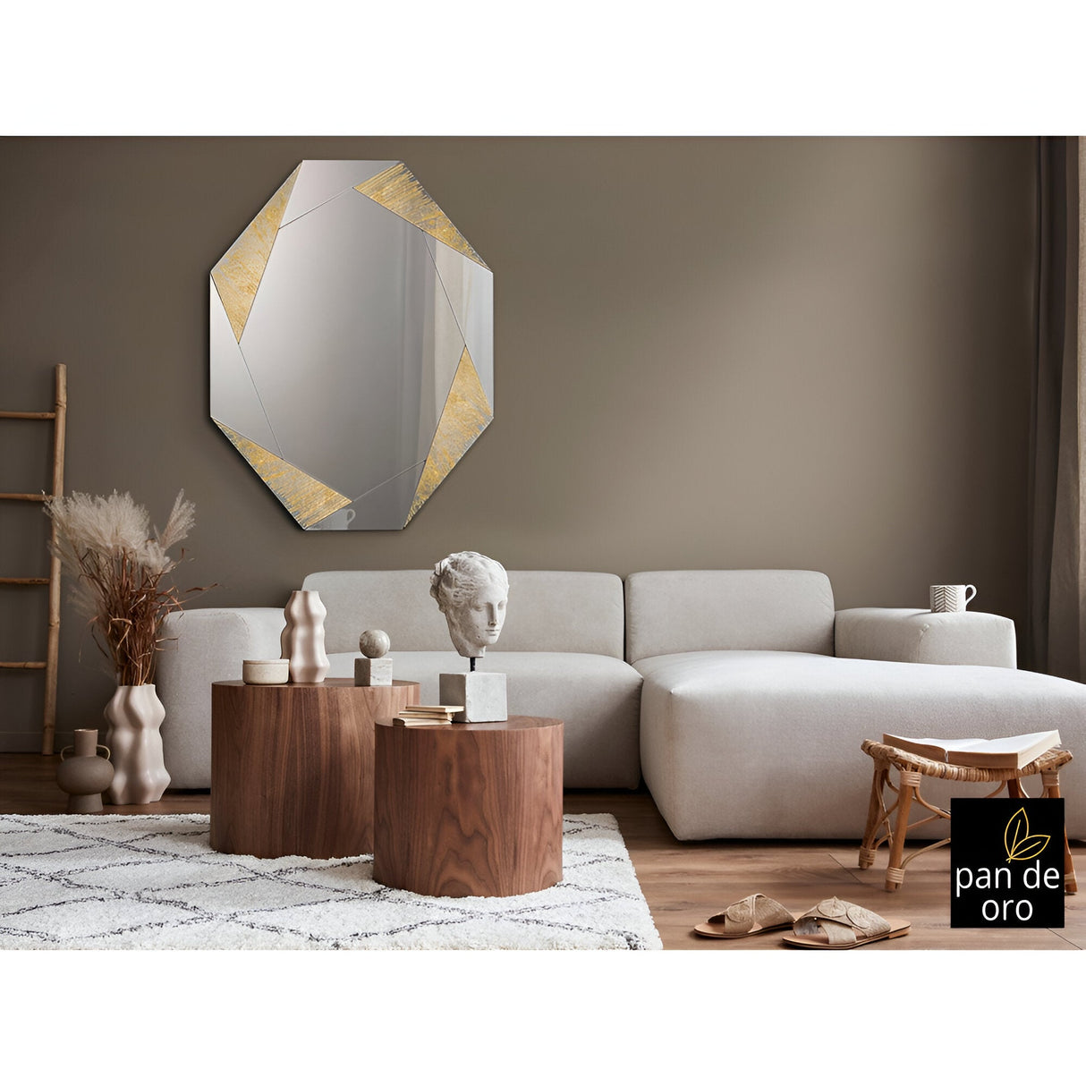 Laverna Asymmetrical Wall Mirror Gold - 120x90cm