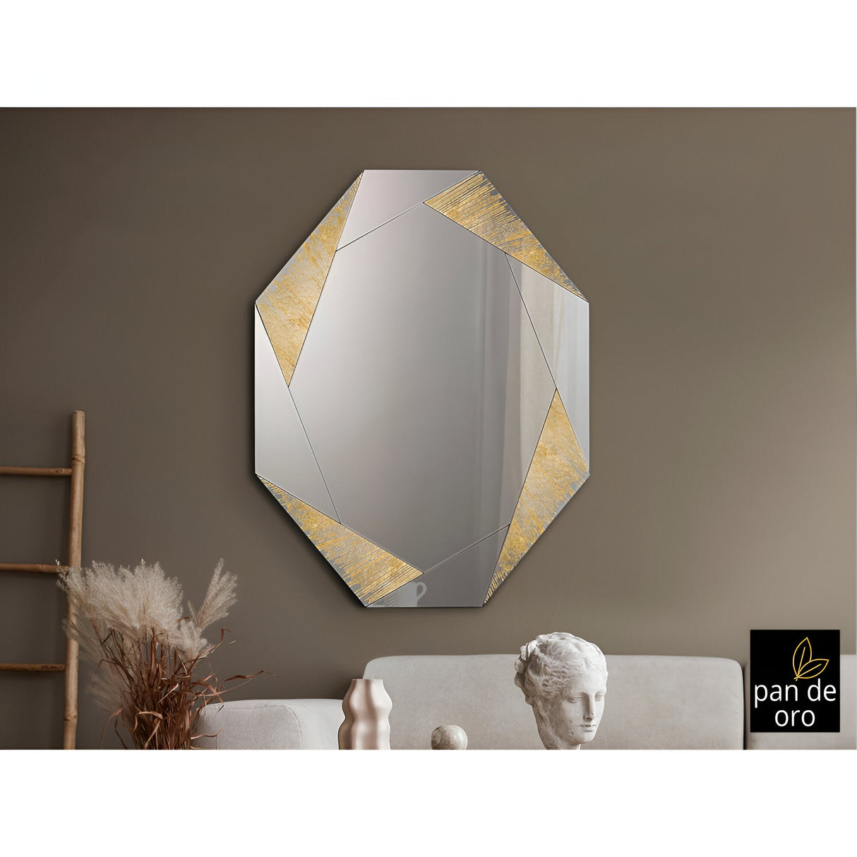 Laverna Asymmetrical Wall Mirror Gold - 120x90cm