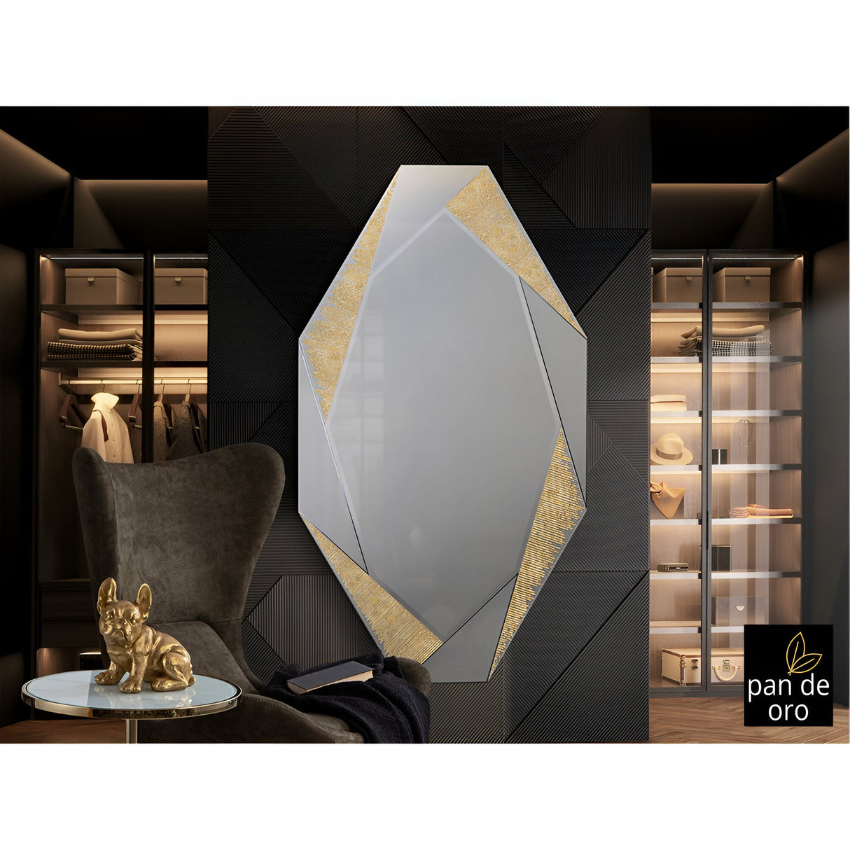 Laverna Asymmetrical Wall Mirror Gold - 180x100cm
