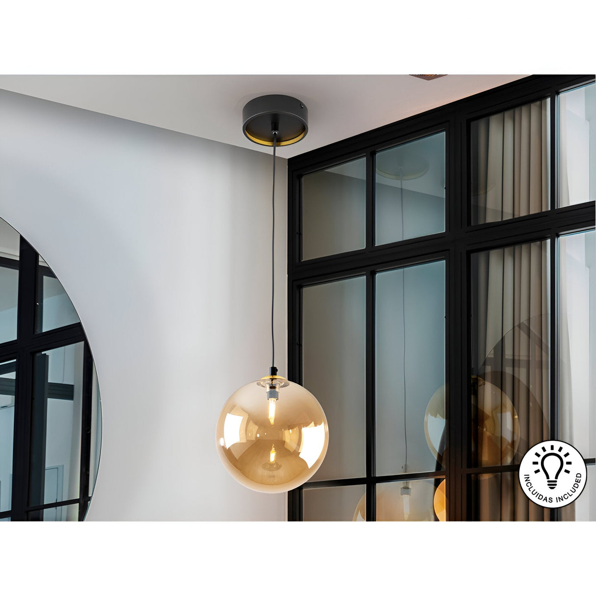 Dark 1 Light Glass Pendant - Ambler