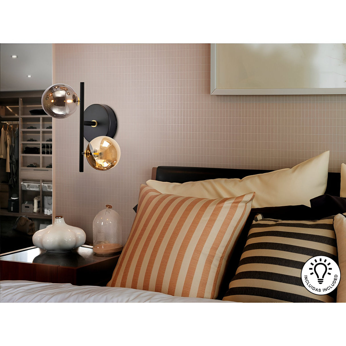 Dark 2 Light Glass Wall Light - Black/Ambler