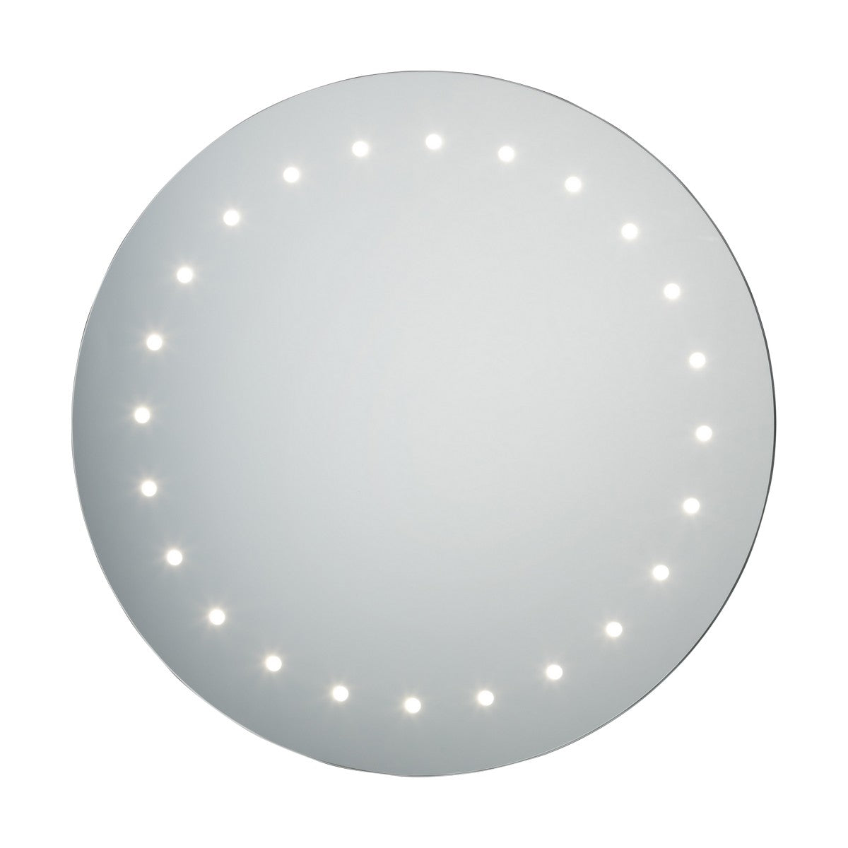 The 50cm LED Circular Bathroom Mirror boasts a ring of cool white LED lights distributed evenly around its edge against a plain white background. With an IP44 rating, it's ideal for elevating the decor of your bathroom.