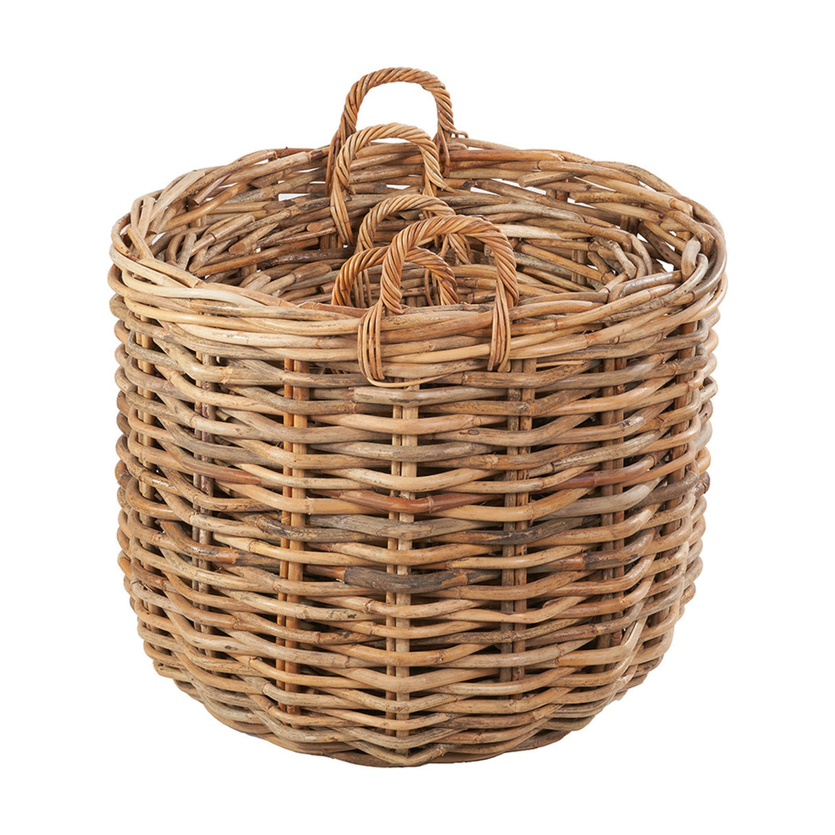 Tobs Set of 3 Chunky Rattan Round Logs Baskets - 77cm