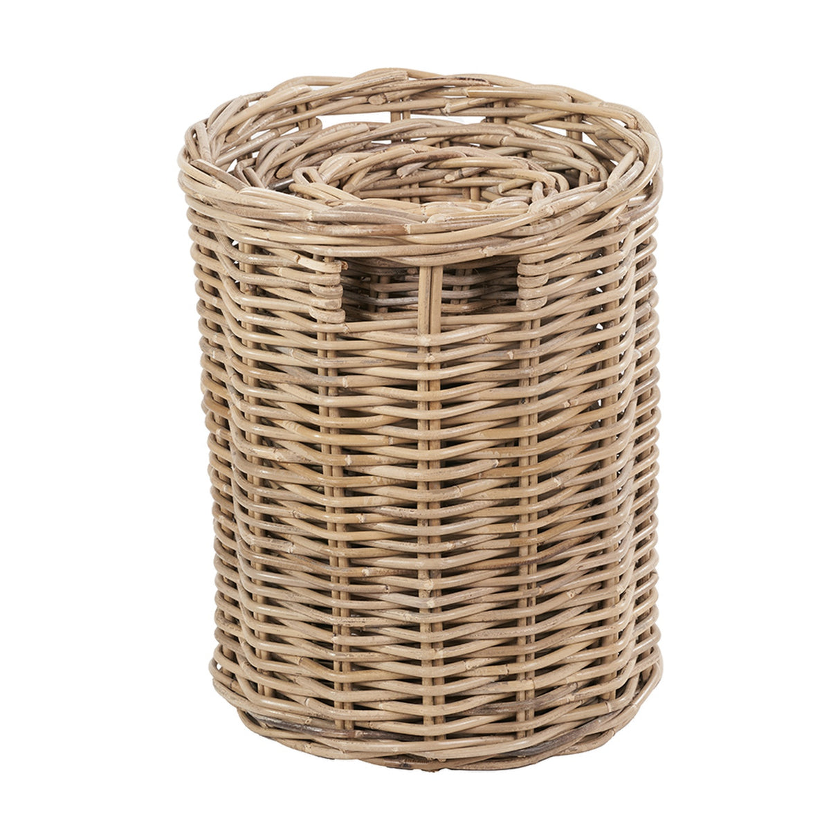 Tobs Set of 7 Grey Kubu Rattan Storage Baskets - 33cm