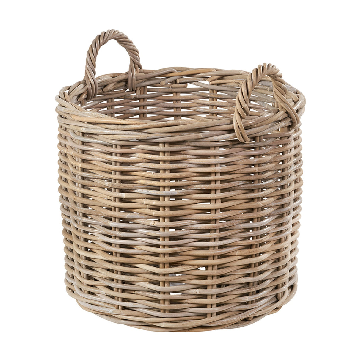 Tobs Set of 4 Grey Kubu Rattan Round Log Baskets - 67cm