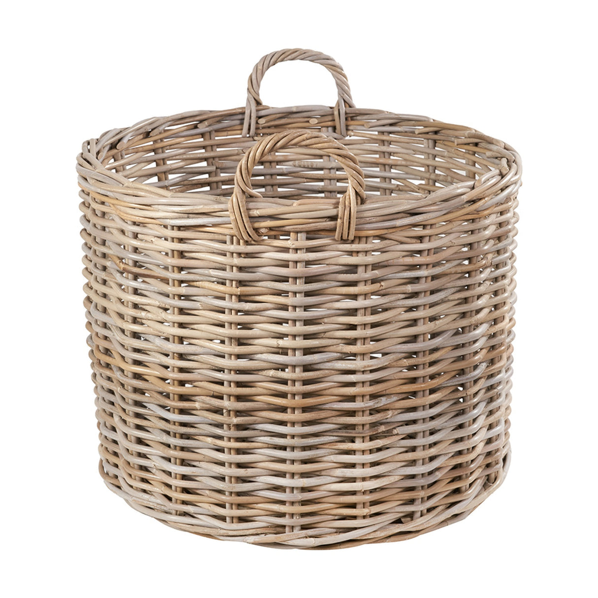 Tobs Set of 4 Grey Kubu Rattan Round Log Baskets - 67cm