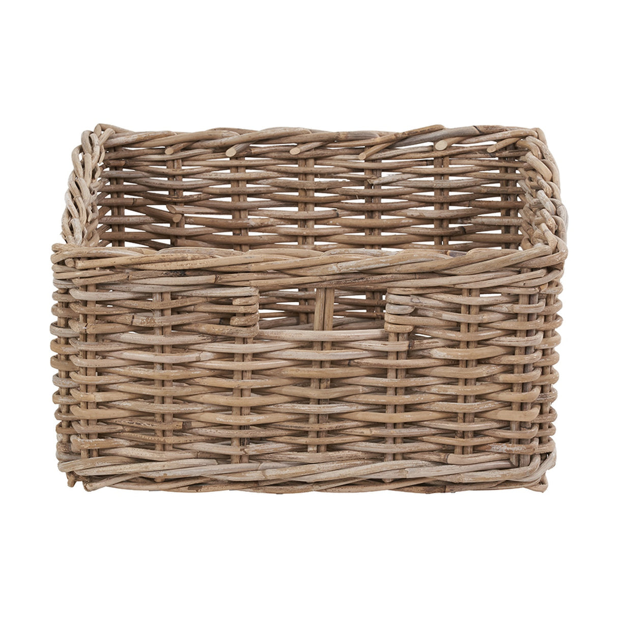Tobs Grey Kubu Rattan Storage Basket with Inset Handles - 20cm