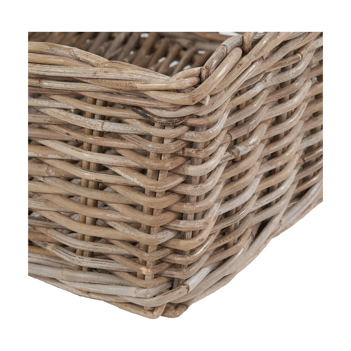 Tobs Grey Kubu Rattan Storage Basket with Inset Handles - 20cm
