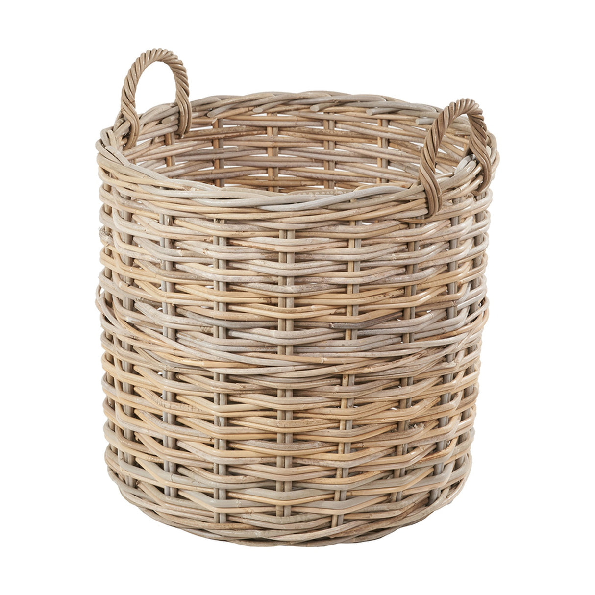 Tobs Set of 4 Grey Kubu Rattan Tall Round Storage Baskets - 63cm