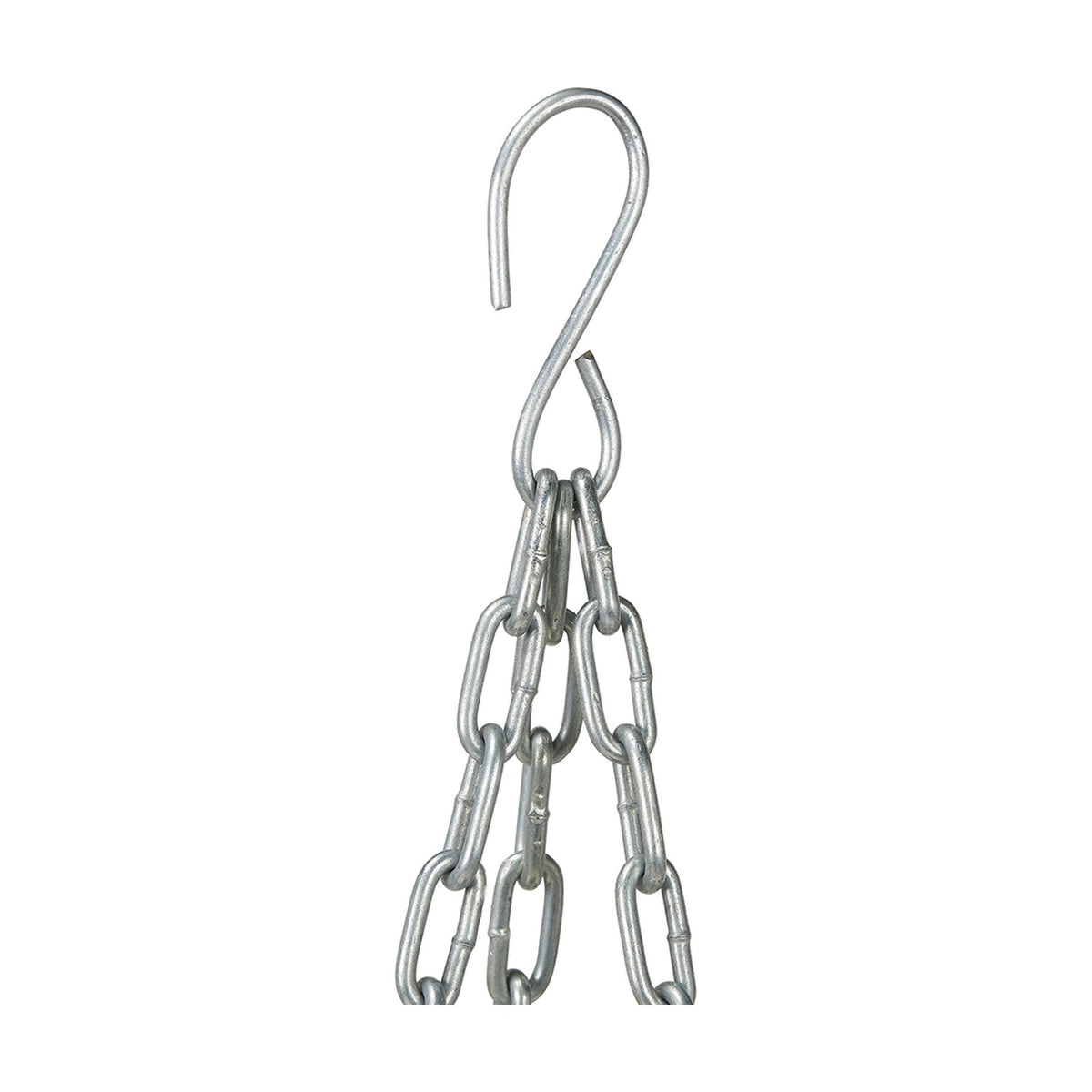 Metal S-hook and chain suspension for the Tobs grey Kubu rattan hanging basket, shown against a plain white background.