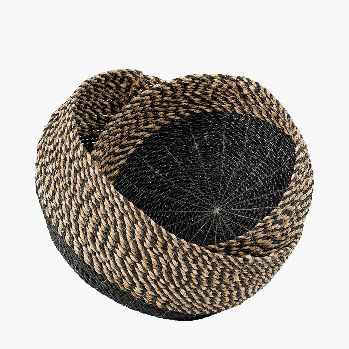 Set of 2 Seagrass Natural & Black Baskets - 38cm
