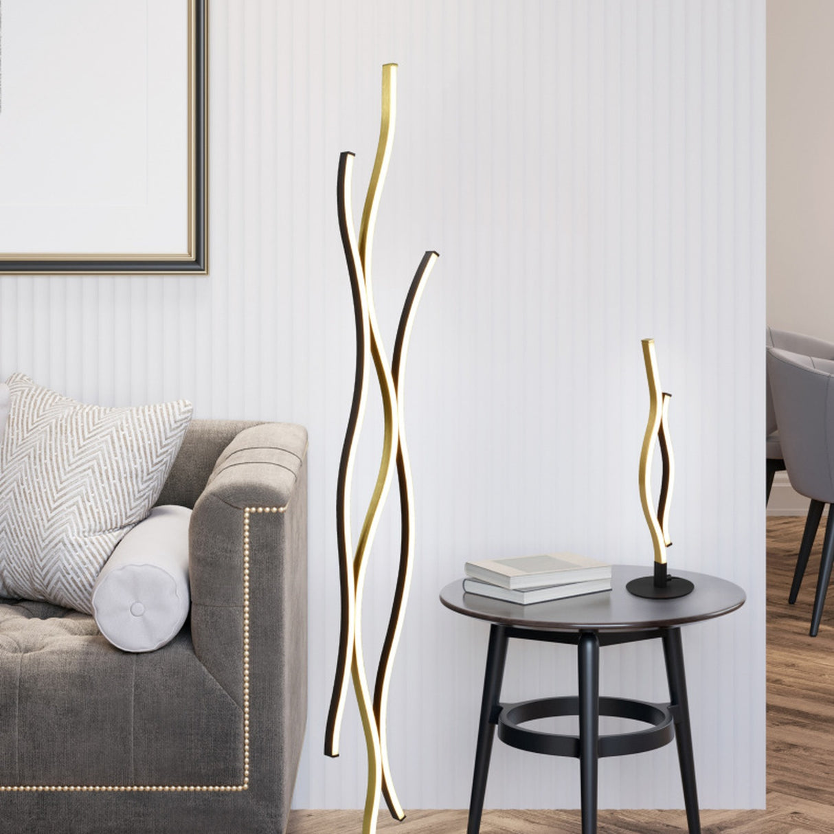 Blaze 3 Light LED Floor Lamp – Satin Brass